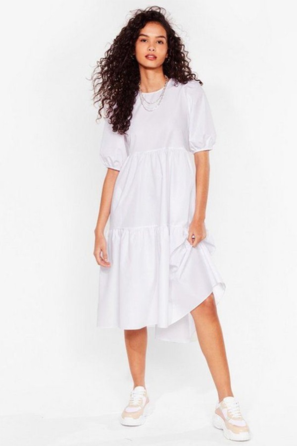 Smock It To 'Em Puff Sleeve Midi Dress