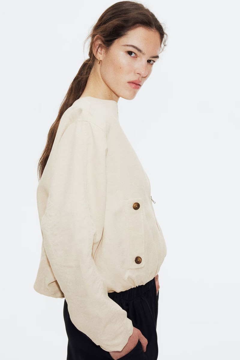 Linen-Blend Bomber Jacket from H&M