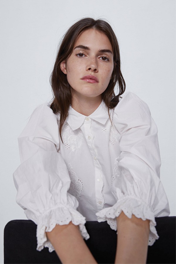 Embroidered Poplin Shirt from Zara