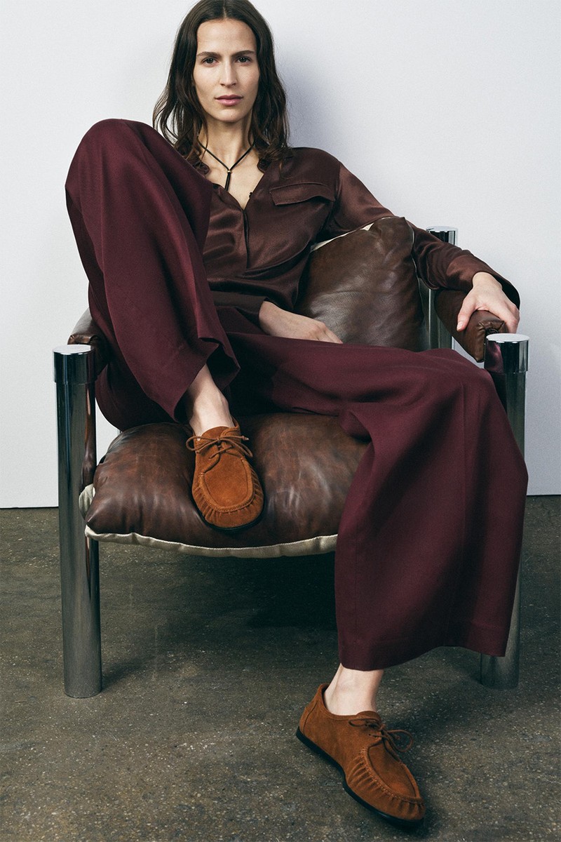 Soft Split Suede Lace-Up Moccasins from Zara