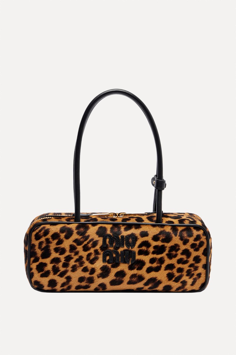 Leopard-Print Calf Hair Shoulder Bag from Miu Miu
