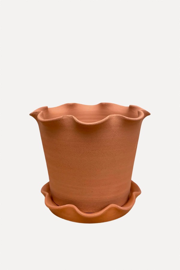 Terracotta Frilly Plant Pot & Saucer  from Paige Mitchell