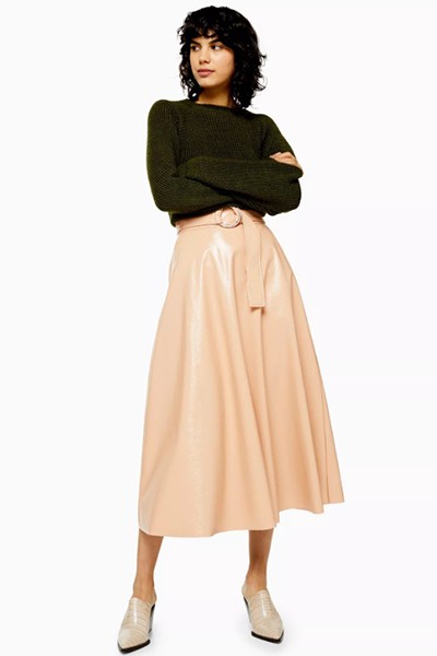 Nude Full Circle Vinyl Midi Skirt