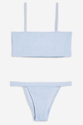 Blue Shirred Bikini Set from Topshop