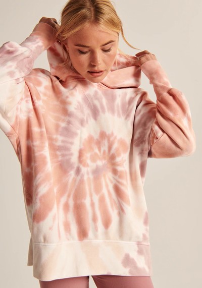 Wash Effect Split Hem Terry Tunic Popover Hoodie