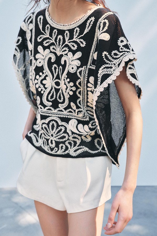 Contrast Crochet Top