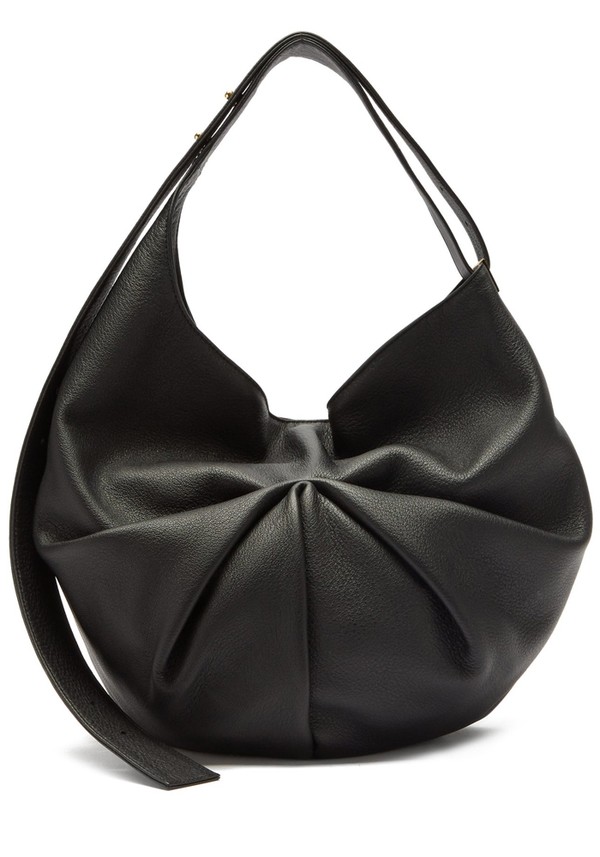 Sacar Ruched Slouchy-Leather Shoulder Bag