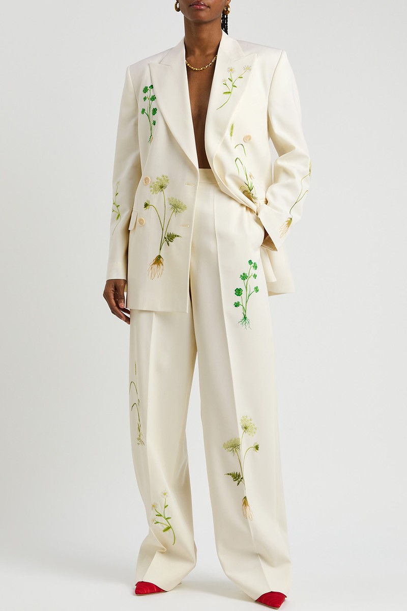 Floral-Embroidered Stretch-Wool Trousers from Stella McCartney