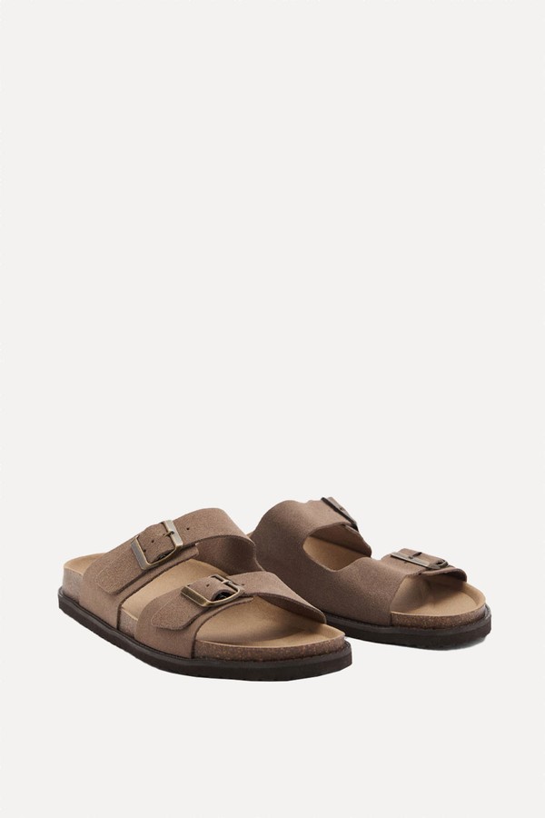 Split Leather Sandals With Buckle from Mango