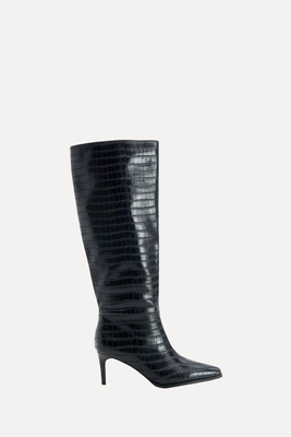 Faux Croc Knee-High Boots from Reserved