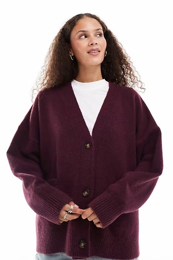 Knit Button Front Oversized Cardigan from Monki