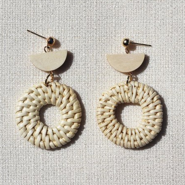 Weave Wooden Drop Earrings from MeiMiStudio