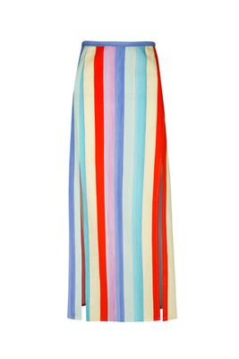 Thalia Multi Chalk Stripe Midi Skirt With Slip from RIXO