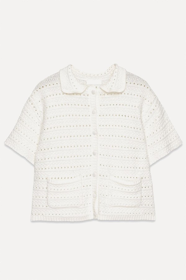 Knitted Crochet Short Sleeve Cardigan