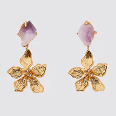 Stone and Flower Earrings from Zara