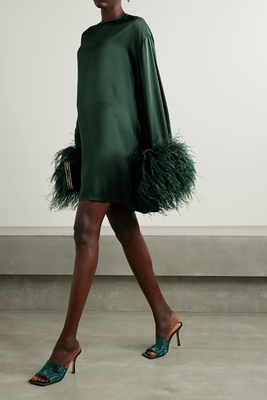 Feather-Trimmed Satin Mini Dress, £1,520 | Lapointe 