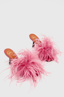 Constanza Feathers & Leather Heeled Sandals from ATP Atelier