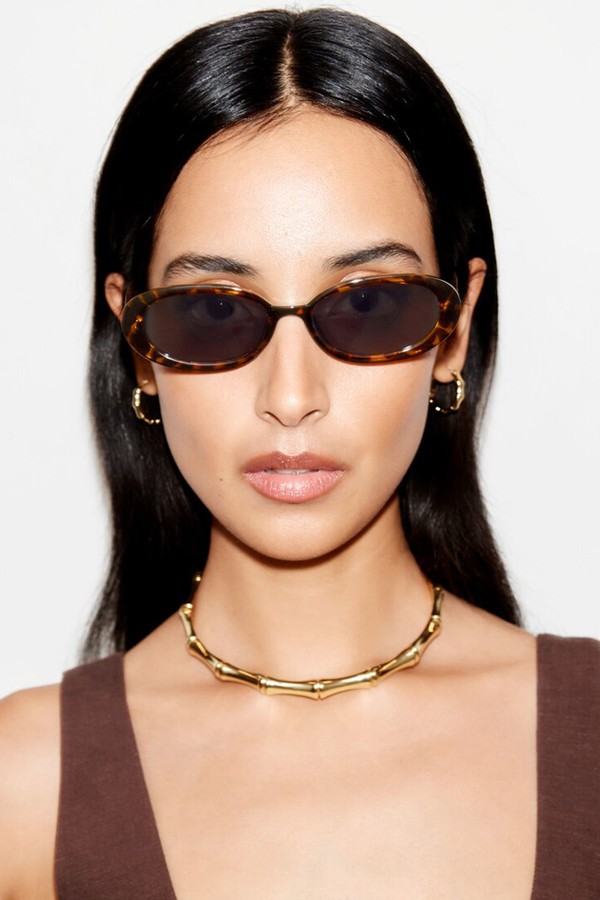 Slim Oval-Frame Sunglasses