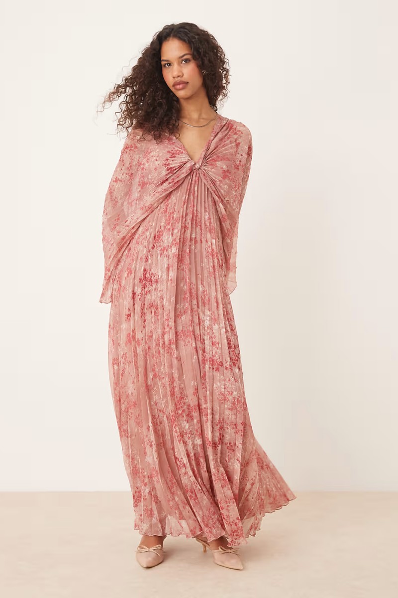 Pleated Chiffon Twist Front Maxi Dress from ASOS DESIGN