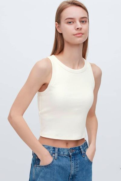 Ribbed Cropped Sleeevelesss Bra Top