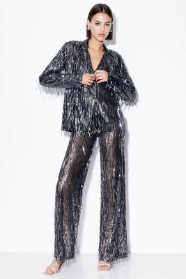 Sequinned Fringe Flared Trousers from Pull & Bear