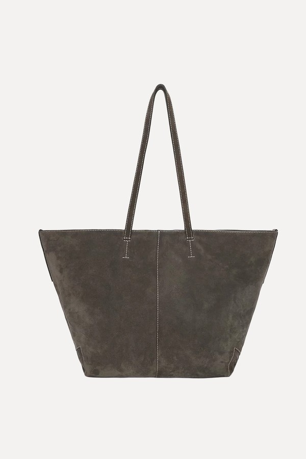 Folded Suede Stitch Detail Tote