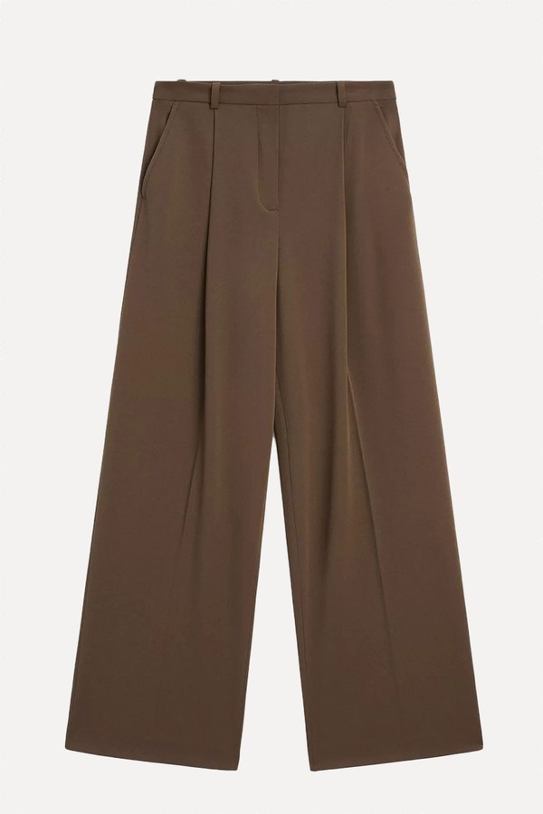 Darted Wide-Leg Trousers