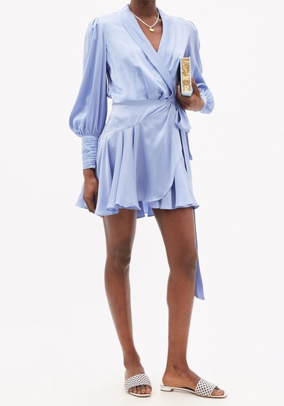 Ruffle Trimmed Silk Satin Wrap Dress from Zimmermann