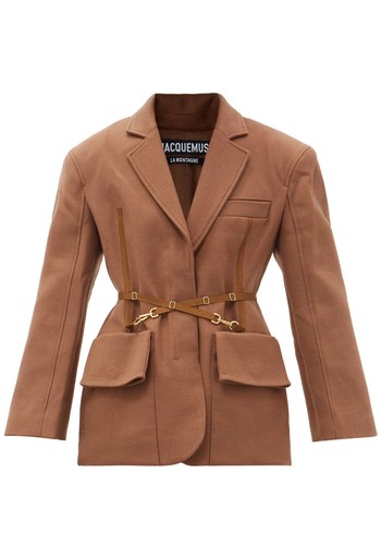 Brown Soco Belted Wool-Gabardine Blazer  from Jacquemus