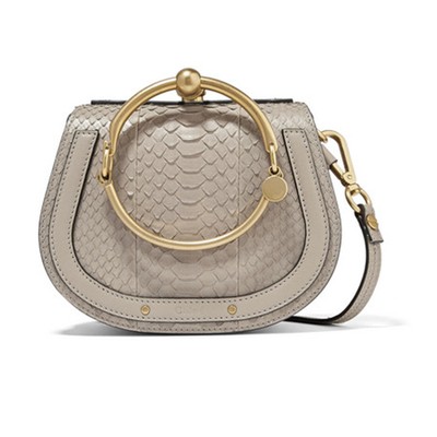 Nile Bracelet Small Leather-Trimmed Python Shoulder Bag