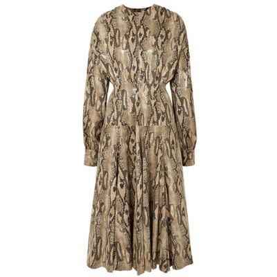 Snake Effect Faux Leather Midi Dress from MSGM