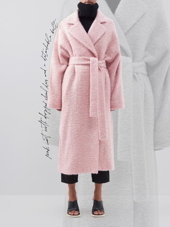 Dropped Shoulder Boucle Mohair Blend Blanket Coat from Raey