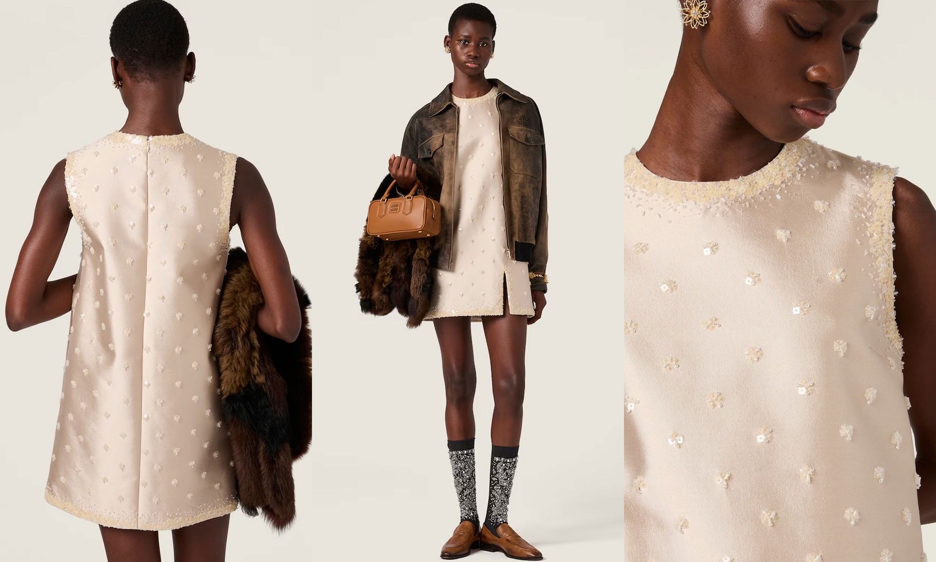 Embroidered Silk & Wool Mini-Dress from Miu Miu 