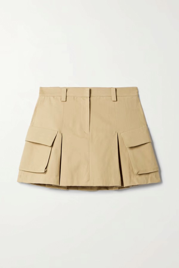 Audrey Pleated Cotton-Twill Mini Skirt from The Frankie Shop