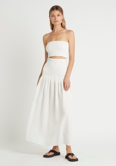 Madelyn Strapless Linen Maxi Dress