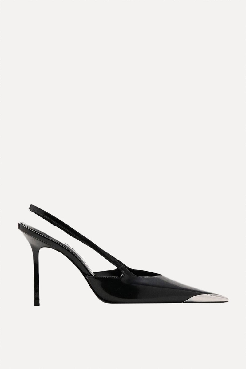 Leather High-Heeled Shoes With Metal Toe Cap from Mango