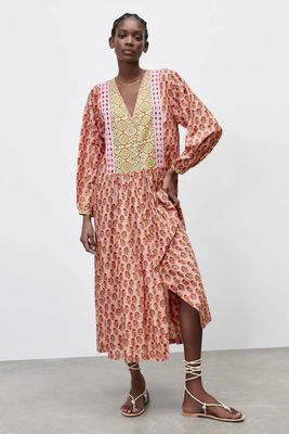 Crochet Print Dress