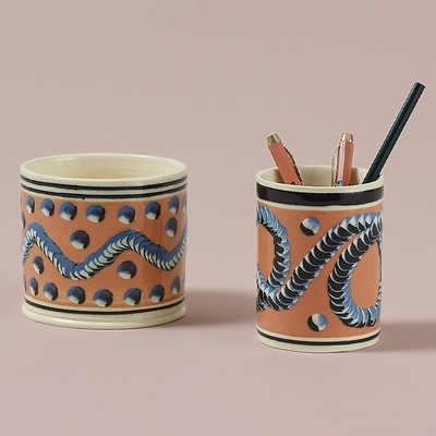 Persimmon Mochaware Ceramic Pen Pot