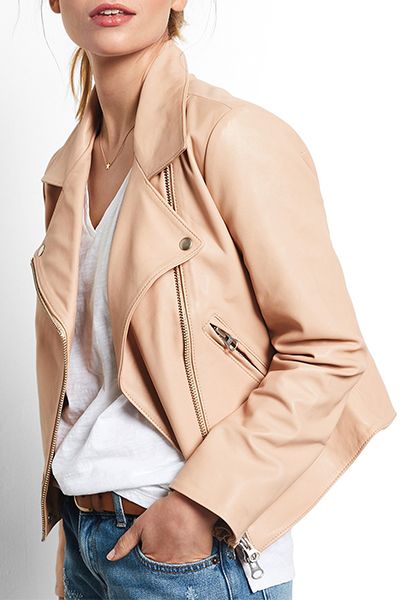 Onyx Leather Jacket In Blush