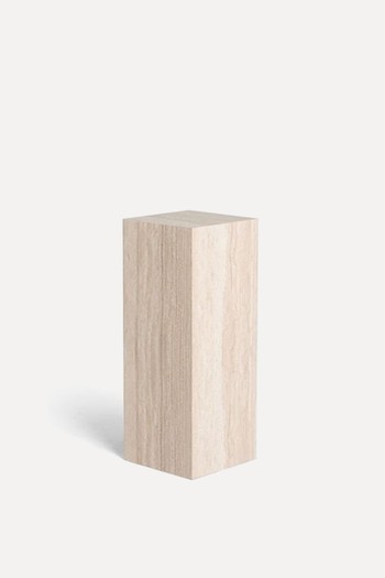 Natural Travertine Effect Plinth Side Table