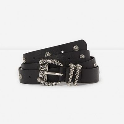 Leather Belt With Horn Buckle And Silver Rivets from The Kooples