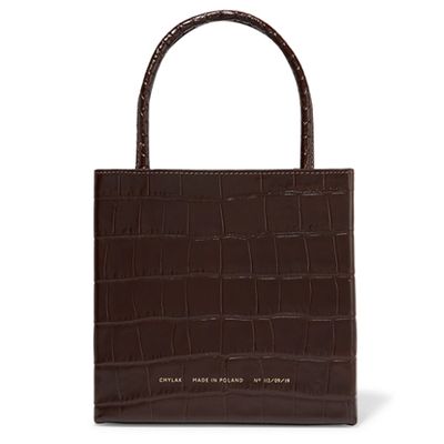 Square Glossed Croc-Effect Leather Tote from Chylack