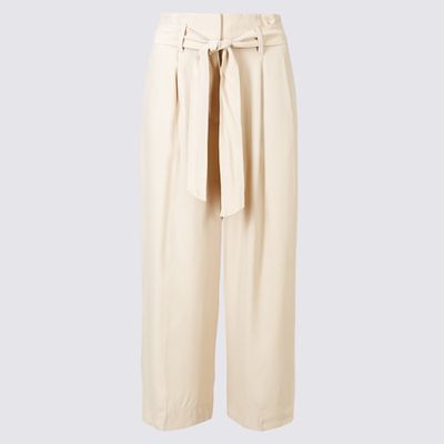 Wide Leg Cropped Trousers 