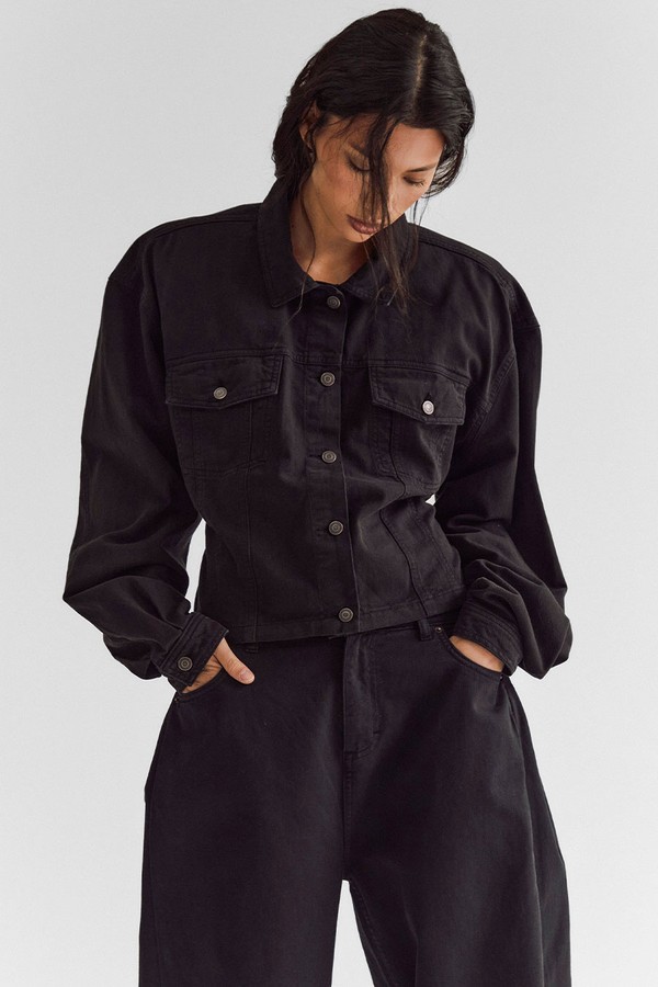 Boxy Shoulder Pad Denim Jacket