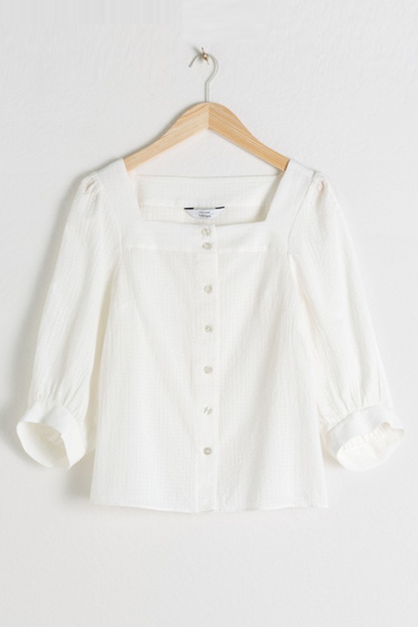 Plaid Cotton Puff Sleeve Blouse from & Other Stories