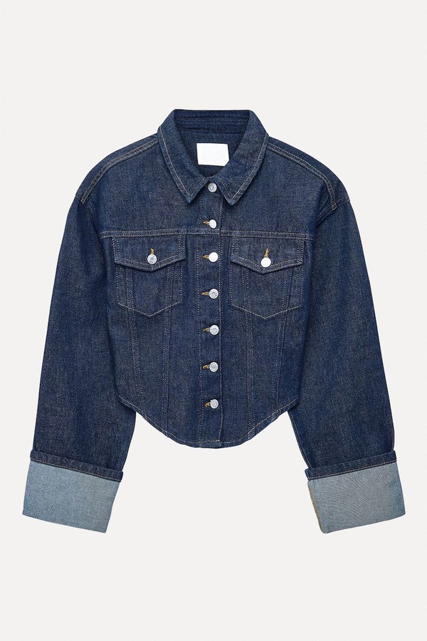 Asymmetric Hem Short Denim Jacket