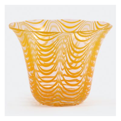  Yellow Glass Striped Bucket Vase from Ceraudo