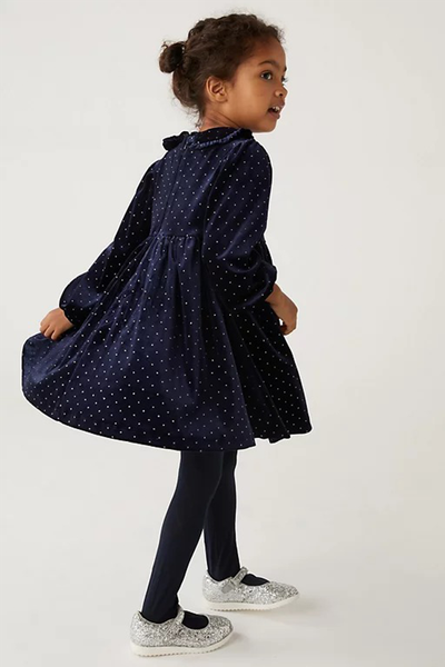 Glitter Spot Velvet Dress (2-7 Yrs) from M&S Collection