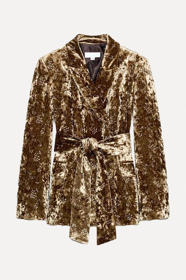Velvet Blazer With Metallic Thread Belt from Zara