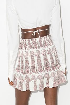 Calico Paisley Print Linen Mini Skirt from Boteh